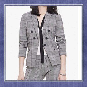 NEW size 10 Express Glen Plaid Faux Double Breasted Blazer